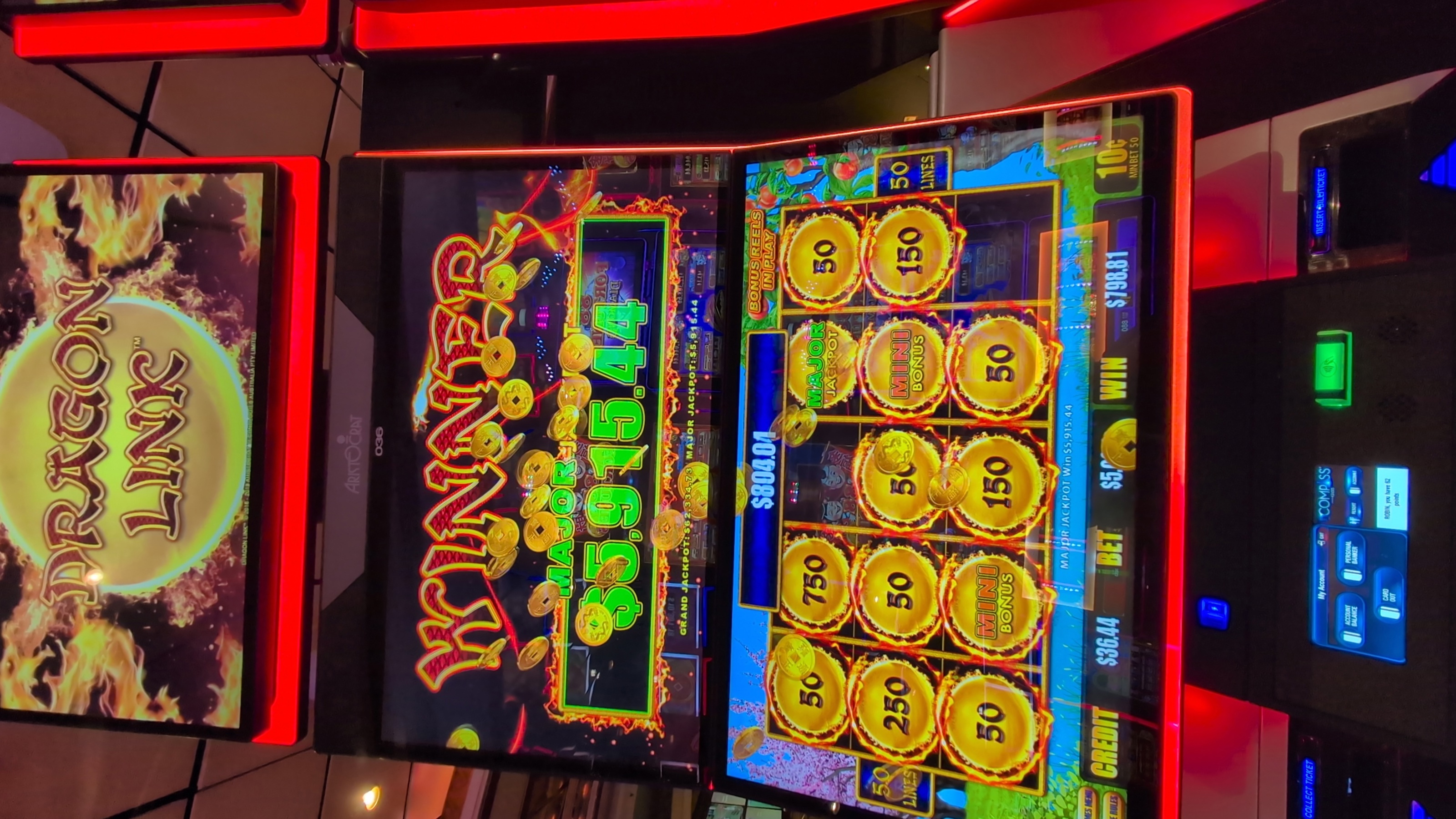 $5915.44 Major Jackpot for a $6275.44 total win on 